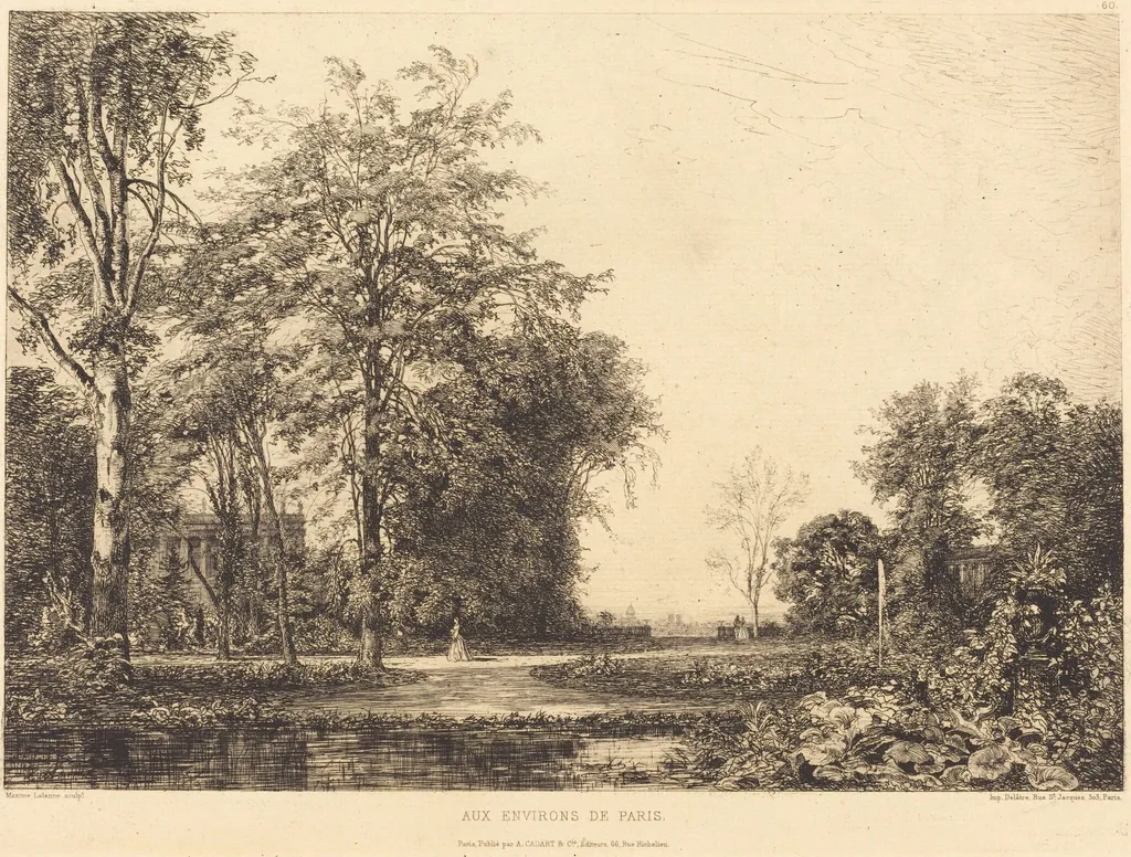 Aux environs de Paris, by Maxime Lalanne, ink, 1856