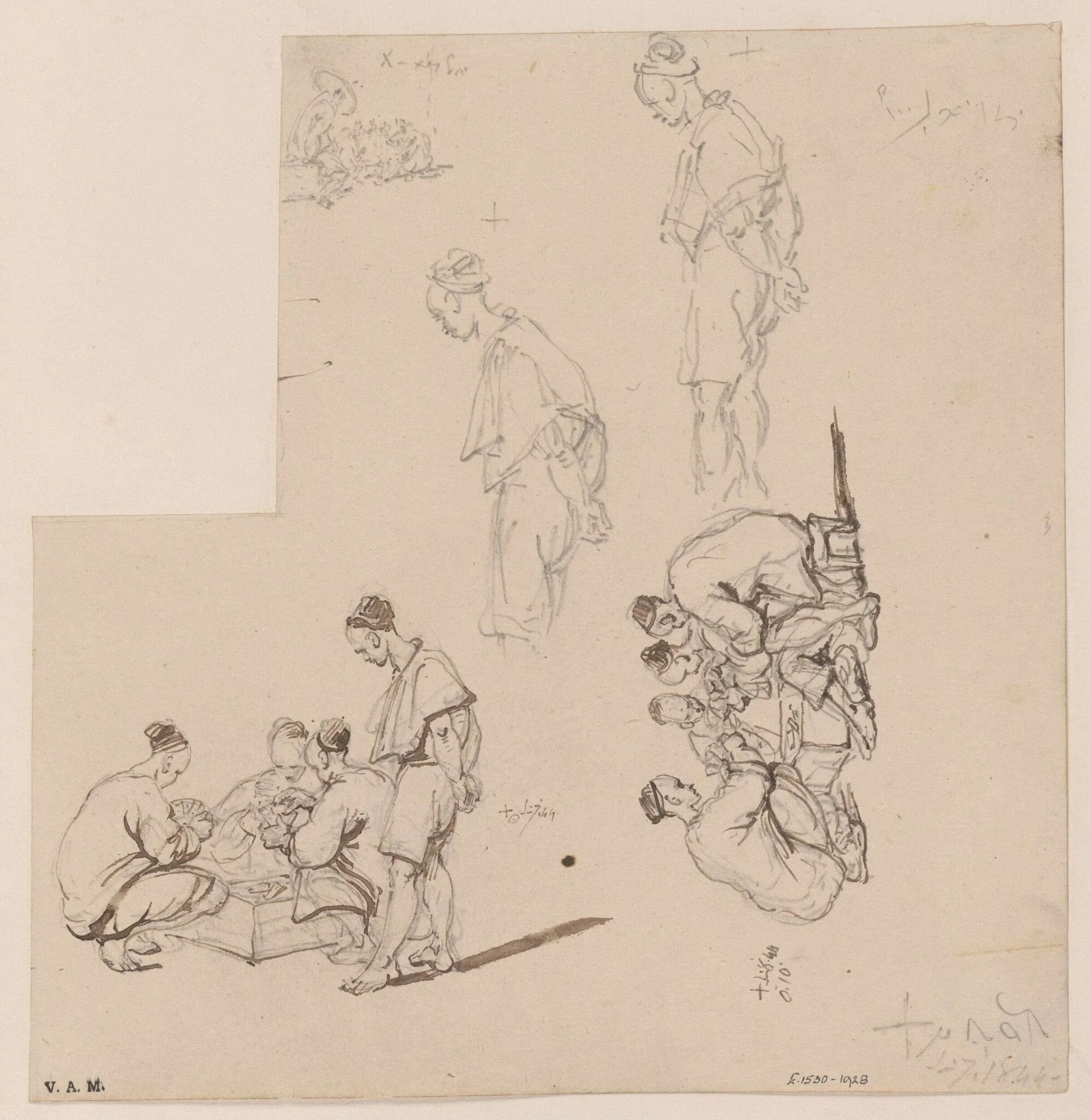 Chinese card-players and other figures, detail