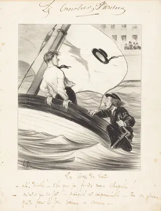 Le Coup de vent, by Honoré Daumier, ink, 1843