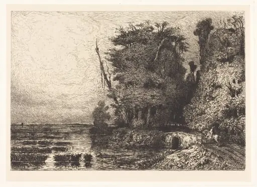 Orage à la Fin du jour, by Paul Huet, ink, 1868