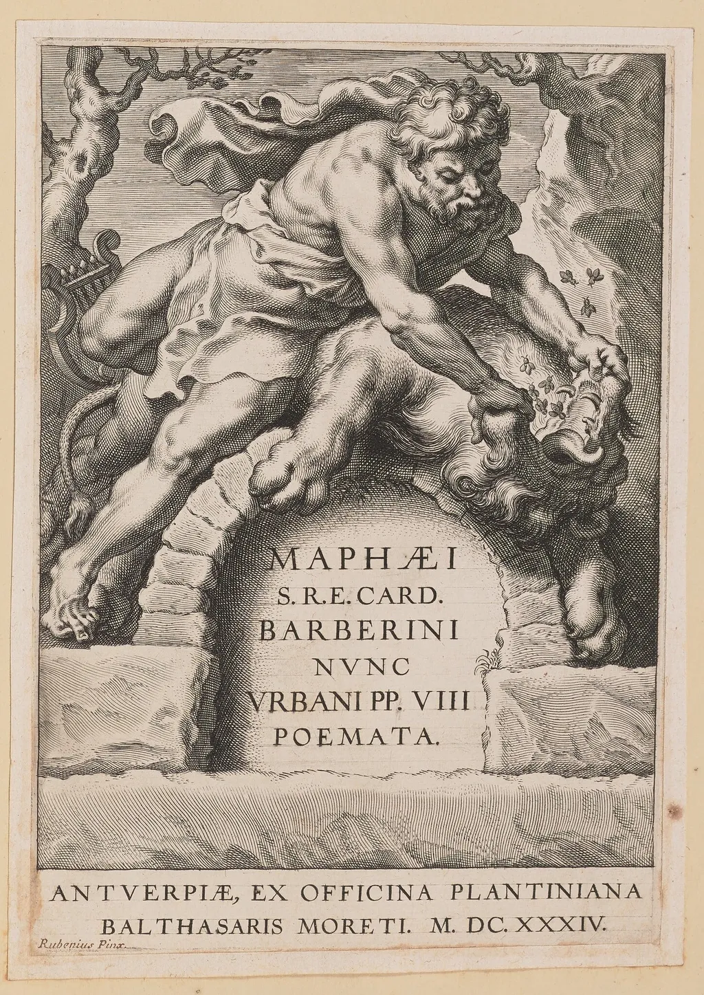 Title Page for Maffeo Barbarini, Poemata, by Cornelis Galle I, ink, 1634
