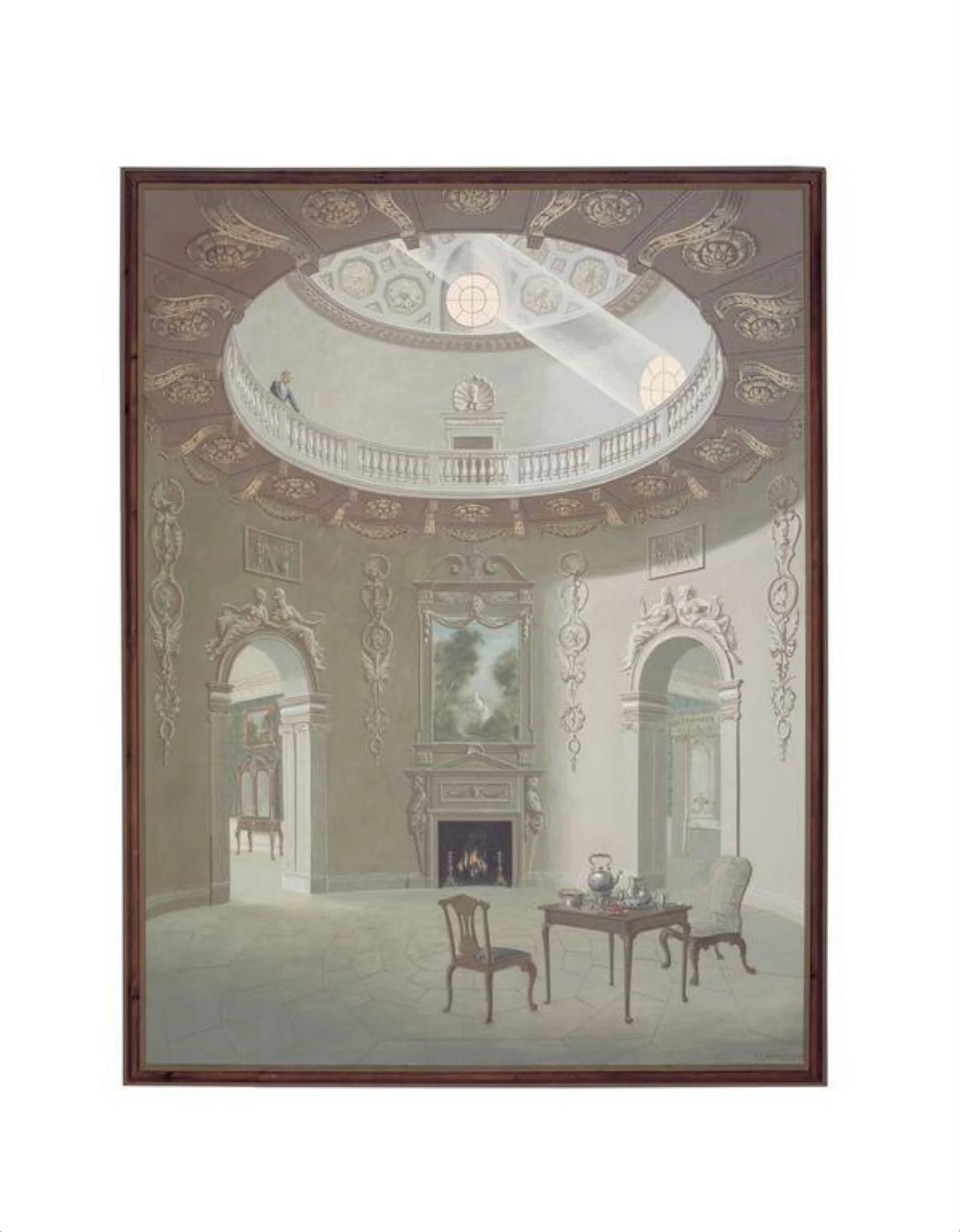 Architectural capriccio, one of five decorative paintings from the V&A 'Painted Room', detail