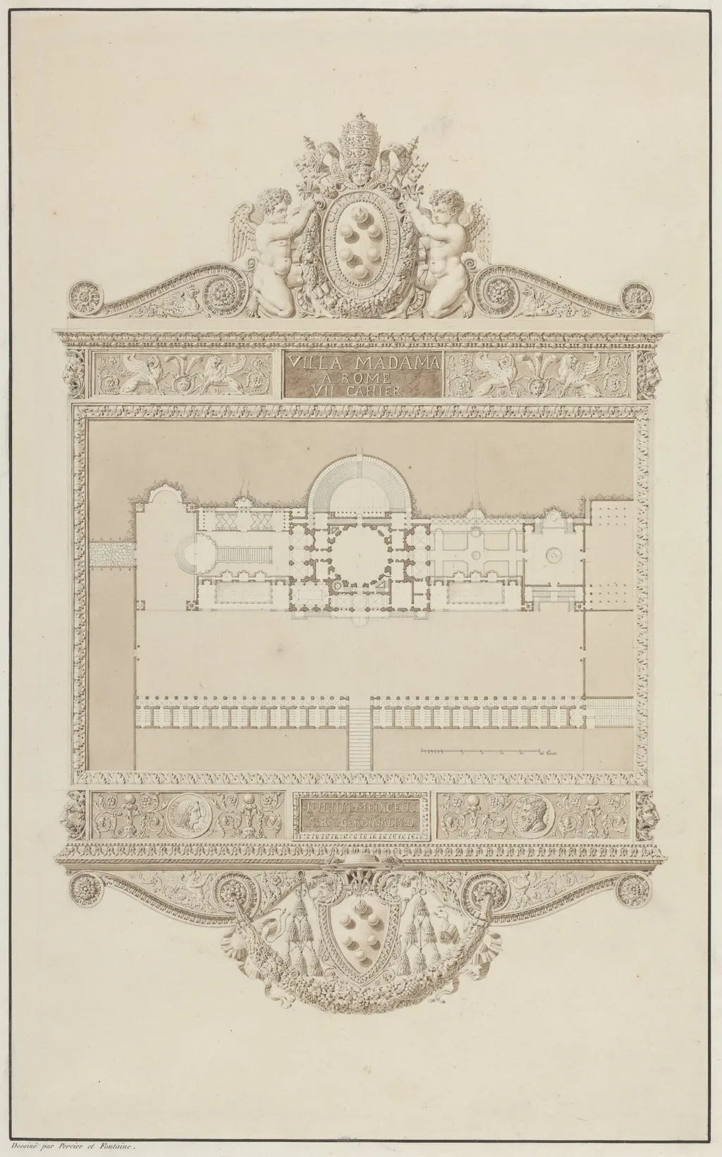 Villa Madama a Rome, by Charles Percier, graphite, 1809