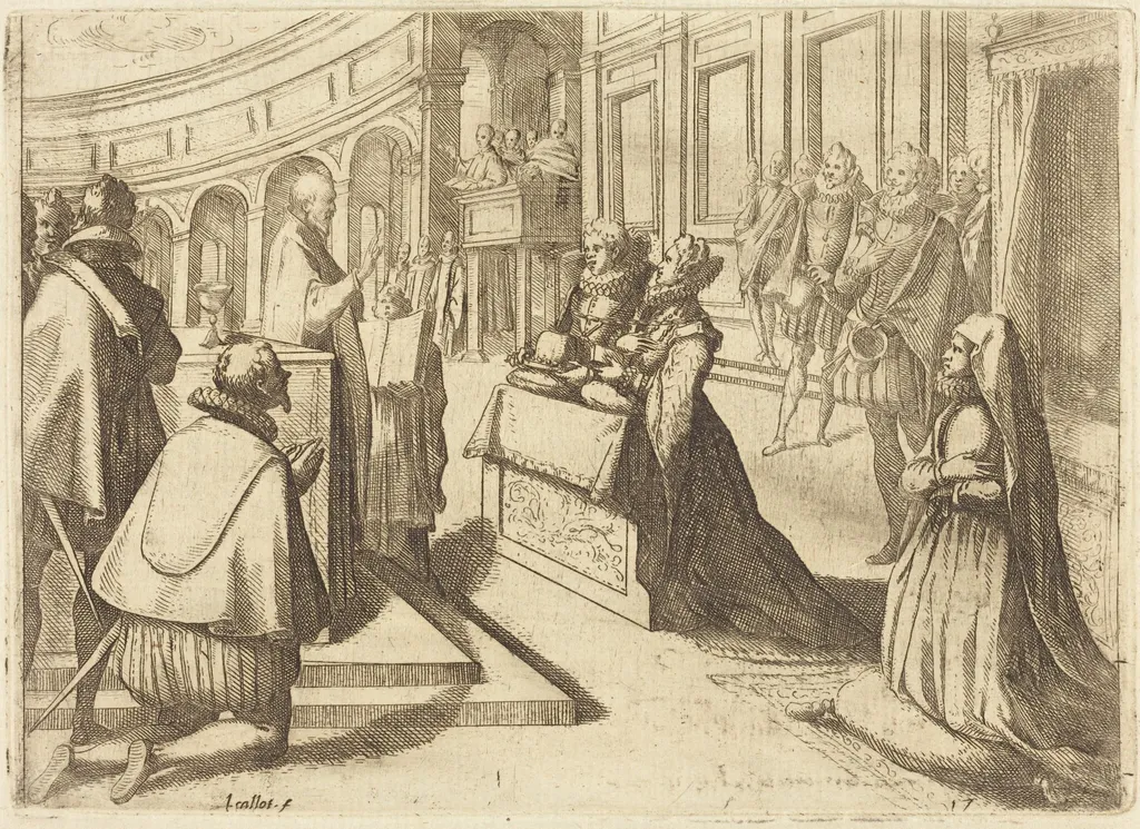 Marriage of Margaret of Austria and Philip III, by Jacques Callot, ink, 1612
