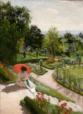 Red Umbrella, by Józef Mehoffer, oil, 1917