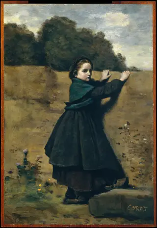 The Curious Little Girl, by Jean Baptiste Camille Corot, unspecified, 1860