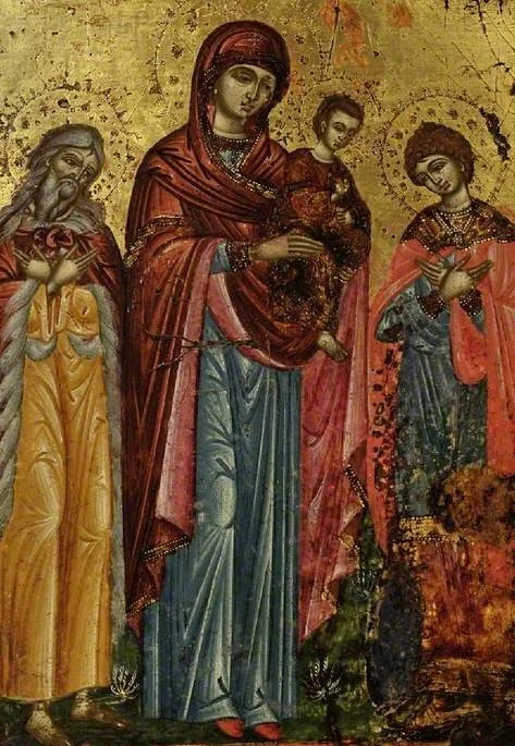 Icon with Virgin and Child with Saint George, detail