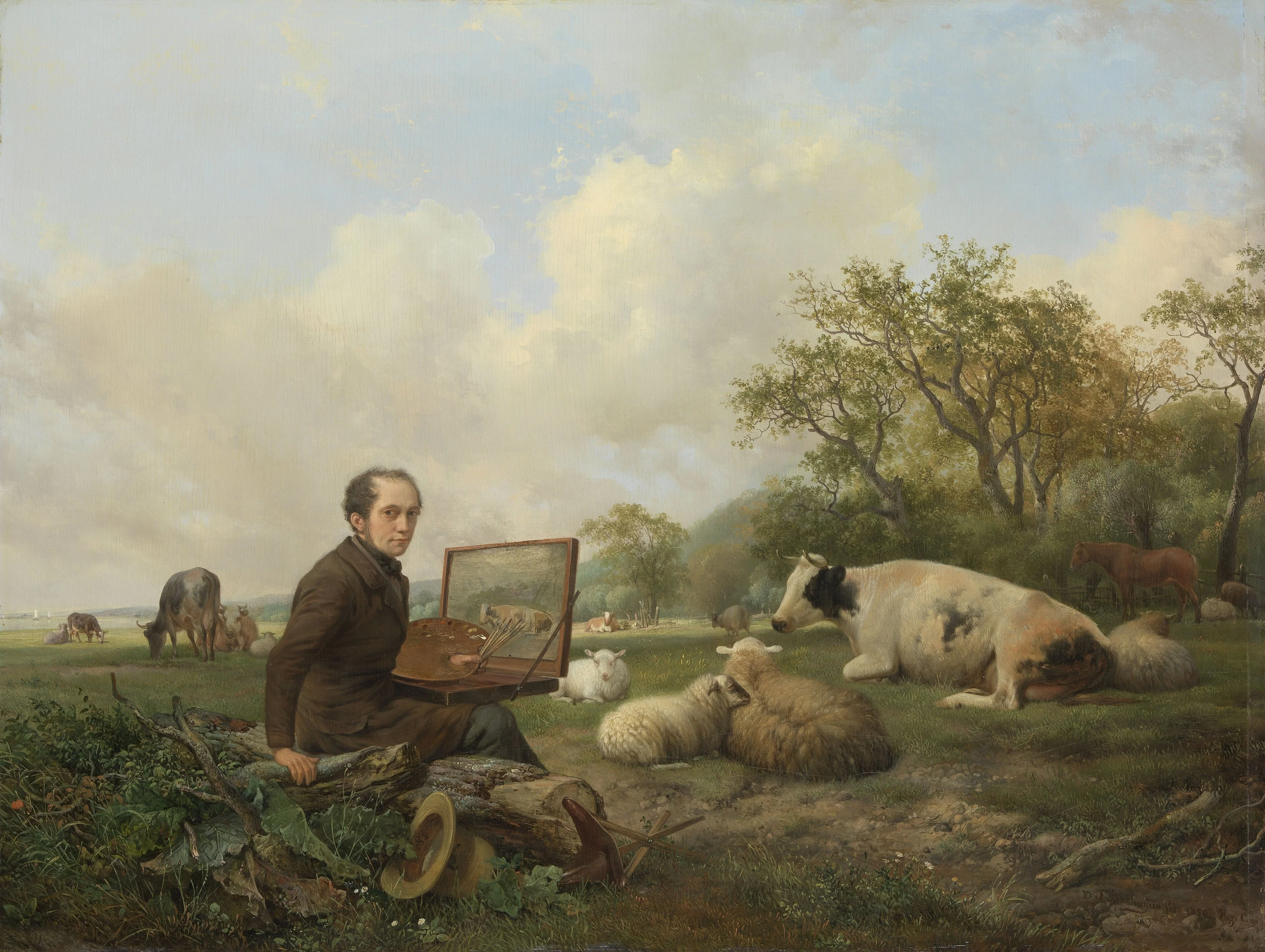The Artist Painting a Cow in a Meadow, detail