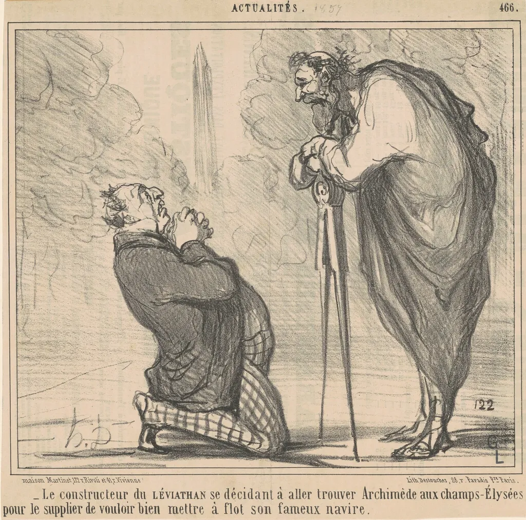 Le constructeur du Léviathan se décidant ..., by Honoré Daumier, ink, 1857