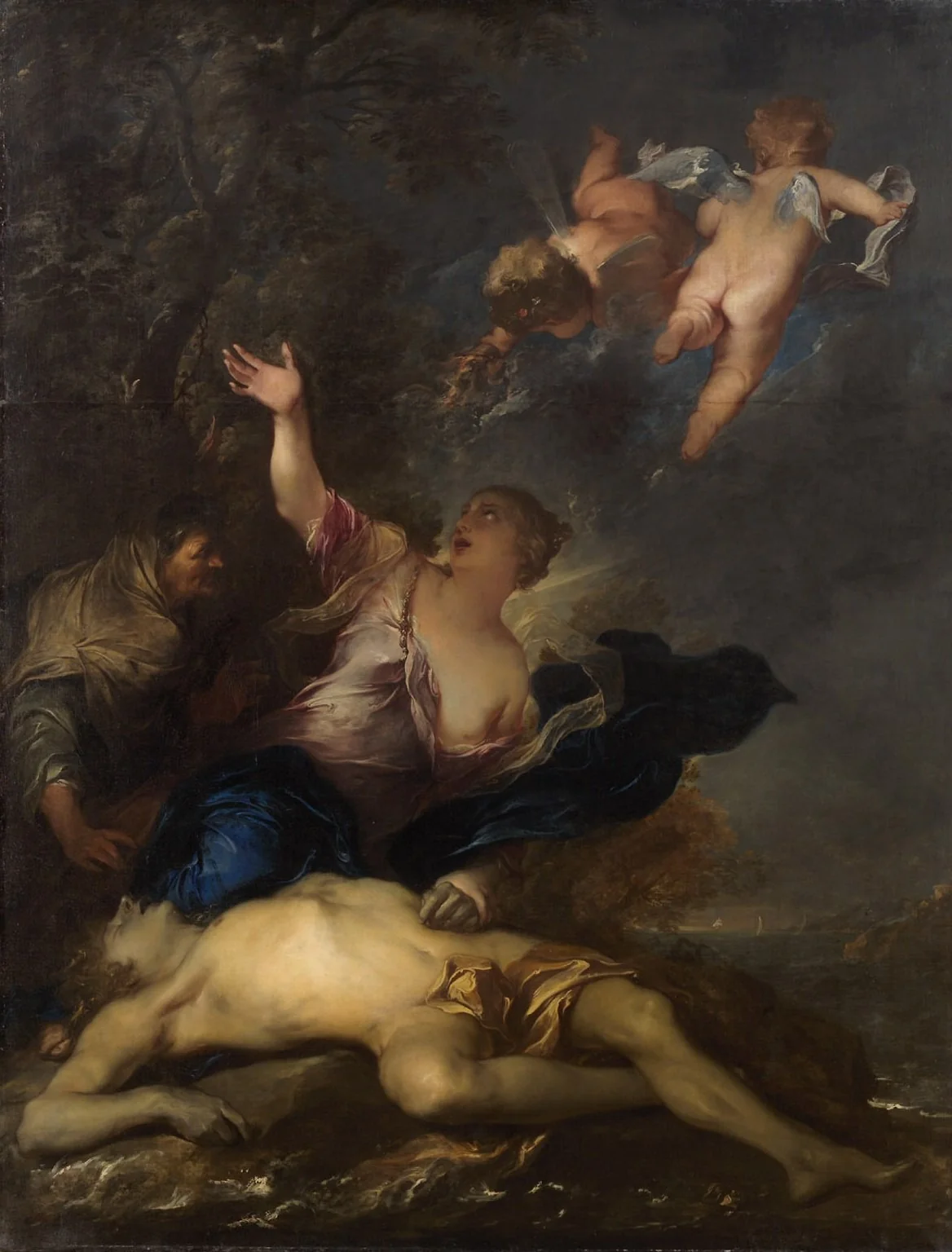 Hero mourns the dead Leander, detail