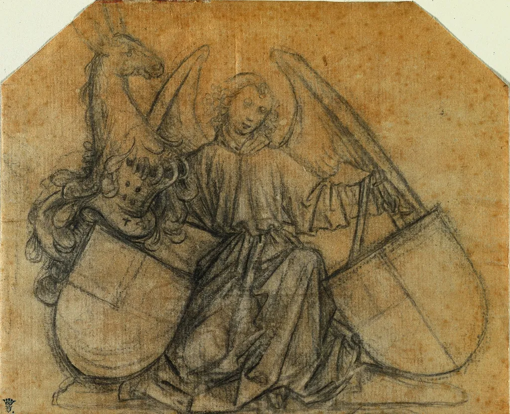 An Angel Supporting Two Escutcheons, by Nikolaus Gerhaert von Leyden, 1470