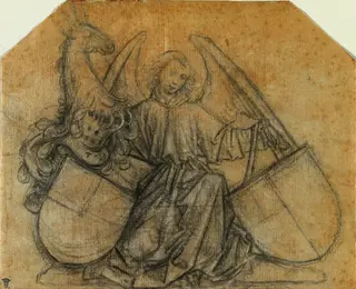 An Angel Supporting Two Escutcheons, by Nikolaus Gerhaert von Leyden, 1470