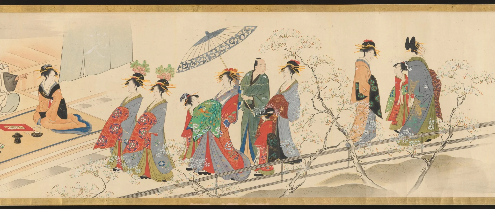 Three Gods of Good Fortune Visit the Yoshiwara; or “Scenes of Pleasure at the Height of Spring”, detail