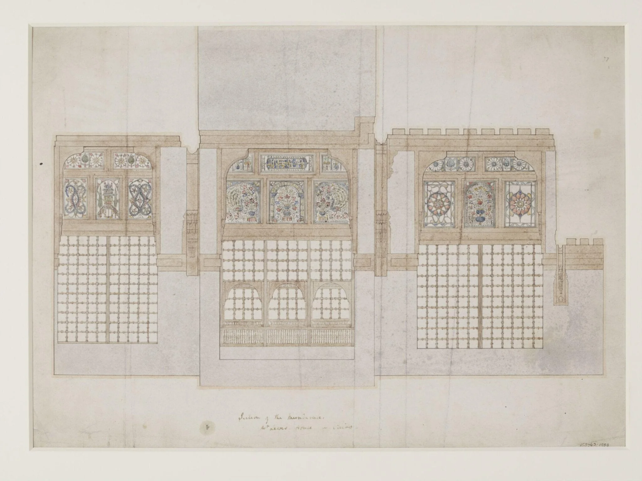 Drawing showing the interior decoration of houses in Cairo, detail