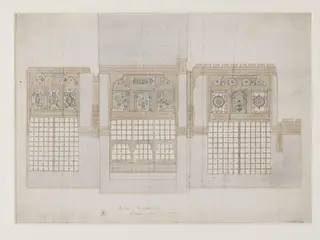 Drawing showing the interior decoration of houses in Cairo, by James William Wild, 1844
