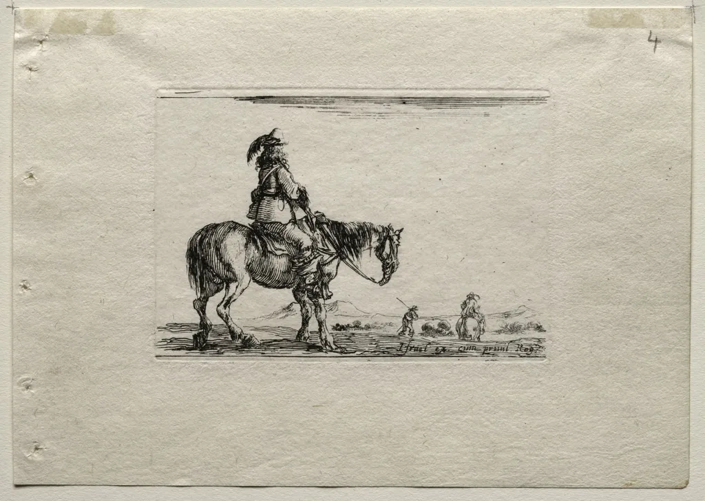 Caprices:  Mounted Cavalier, by Stefano Della Bella, 1642