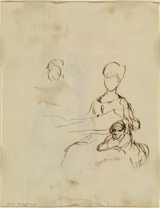 Study of a Mother and Child [verso], by David Wilkie, ink, 1813