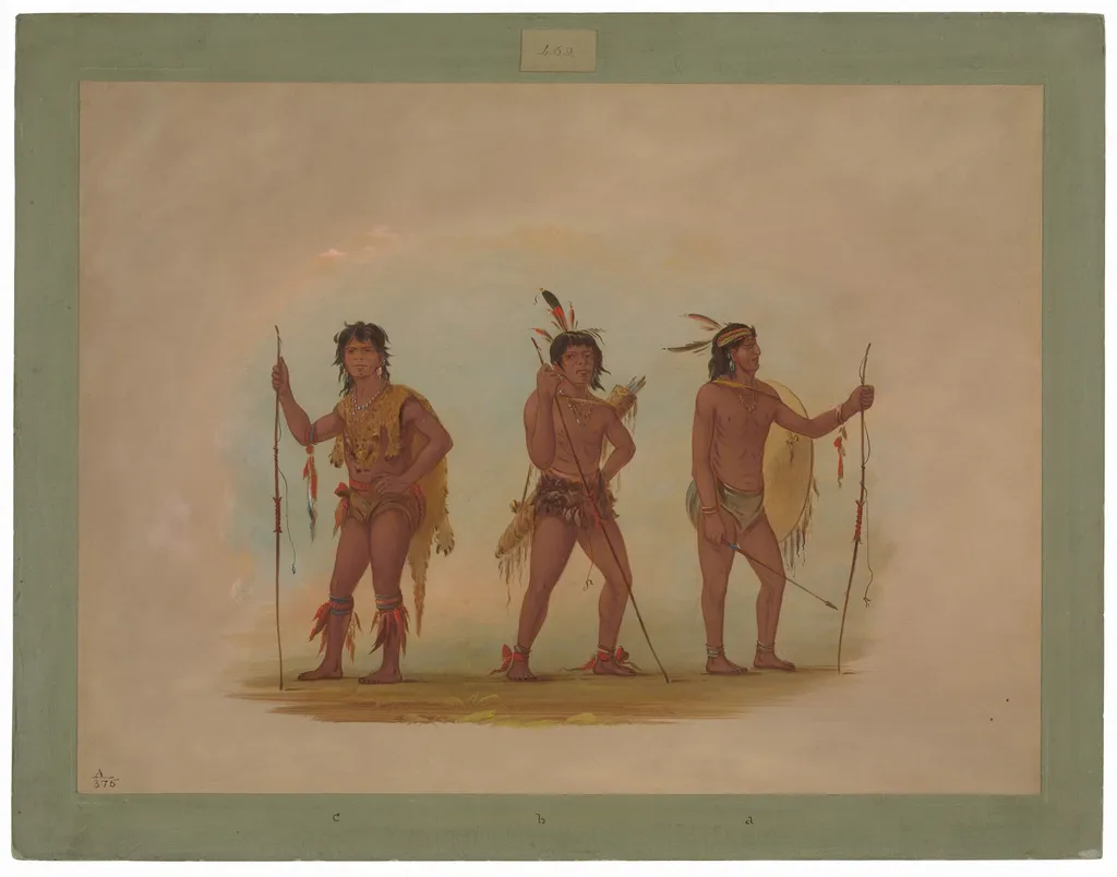 Three Chaymas Men, by George Catlin, oil, 1862
