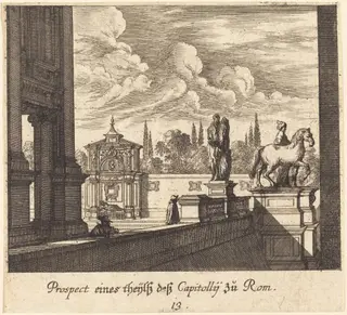 Capitoline, Rome, by Melchior Küsel, ink, 1681