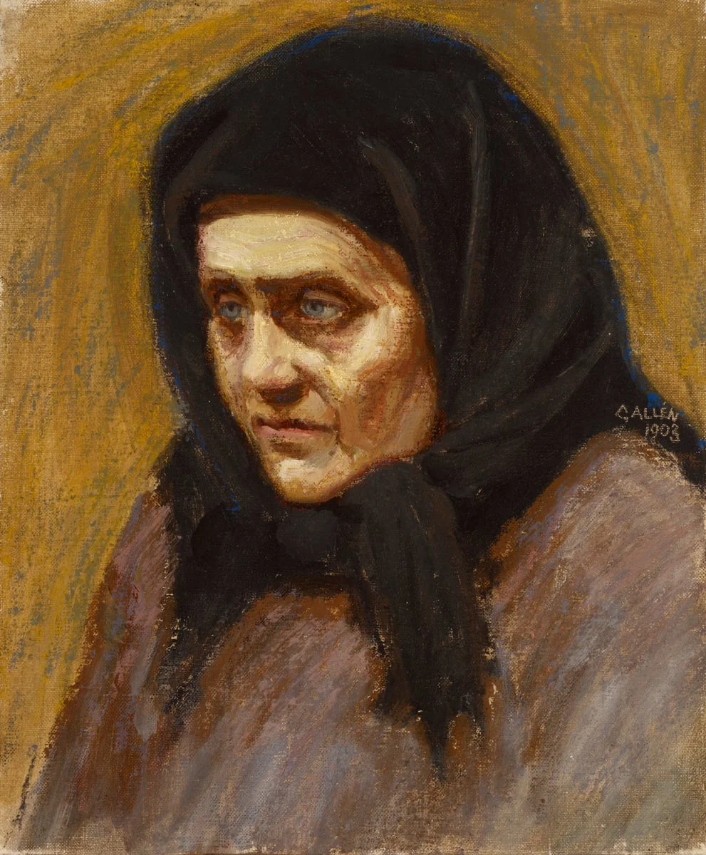 Mustahuivinen nainen, detail