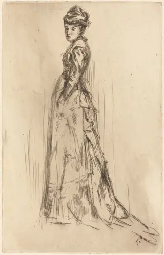 The Silk Dress, by James McNeill Whistler, ink, 1873