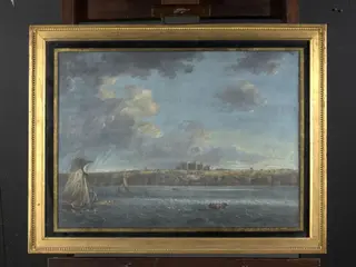 Highcliffe Castle, Dorset (High Cliff, Hampshire), from the Sea, by Callander, watercolor, 1783