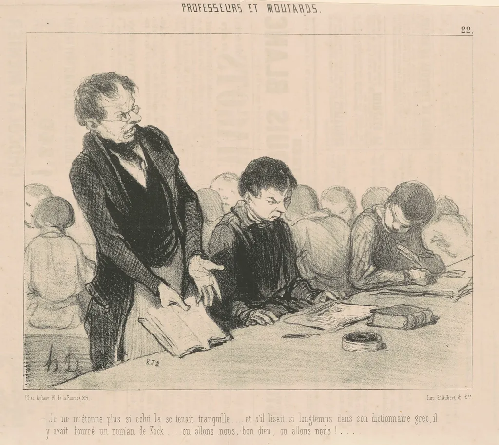 Je ne m'étonne plus si celui-la se tentaint tranquille ..., by Honoré Daumier, ink, 1846