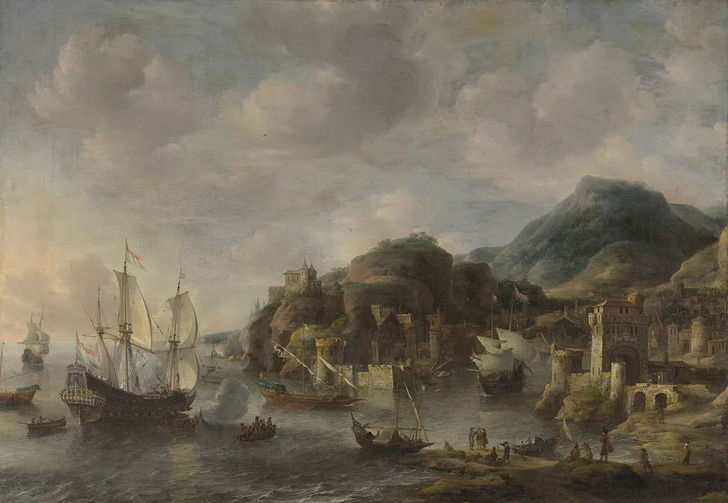 Dutch ships in a foreign port, by Jan Abrahamsz Beerstraaten, oil, 1658