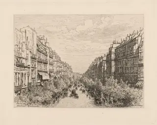 Boulevard Montmartre, by Maxime Lalanne, ink, 1884