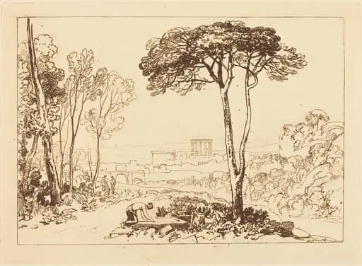 Scene in the Campagna, by Joseph Mallord William Turner, ink, 1812