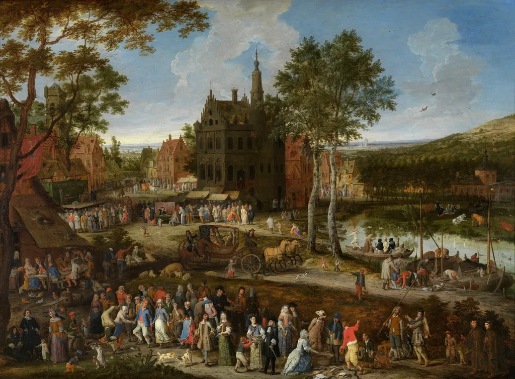 Kermis in a Flemish village, by Peeter Gijsels, oil