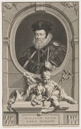 William Cecil, Lord Burleigh, by Jacobus Houbraken, ink, 1738