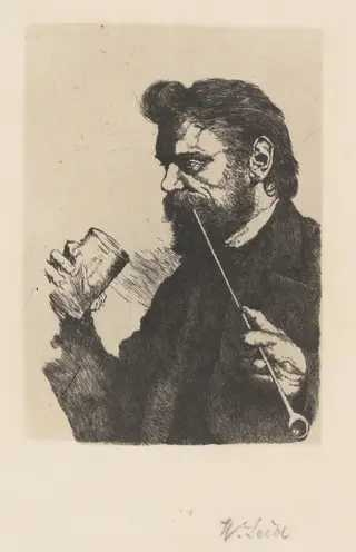 Portrait of the Painter Sperl, by Wilhelm Leibl, ink, 1876