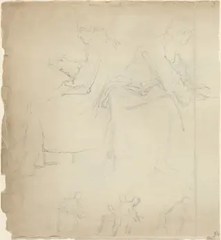 Sheet of Studies [recto and verso], by John Flaxman, ink, 1811