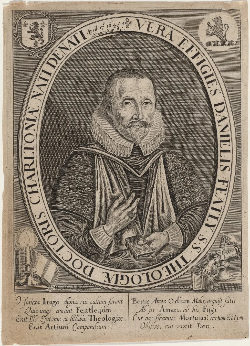 Daniel Featly, age 65, by William Marshall, ink, 1645