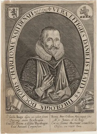 Daniel Featly, age 65, by William Marshall, ink, 1645