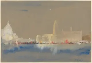 The Salute and the Palazzo Ducale from the Bacino di San Marco, by Hercules Brabazon Brabazon, gouache, 1864