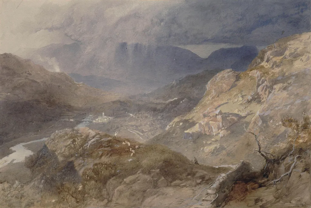 View in Cumberland, by Pyne, watercolor, 1820