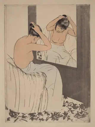 The Coiffure, by Mary Cassatt, ink, 1890