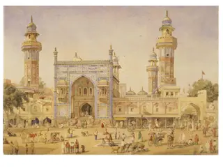 'The Musjid of Wazeer Ali Khan, Lahore, Panjab', by William Carpenter, paint, 1856