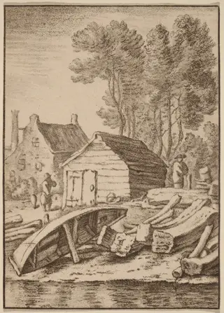 Shipyard, by Cornelis Ploos van Amstel, chalk, 1761