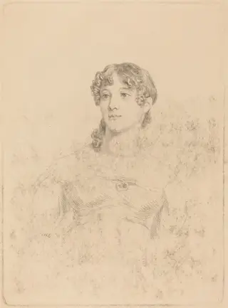 Lady Maria Hooker When Miss Turner at Age Seventeen, by Mary Dawson Turner, ink, 1814
