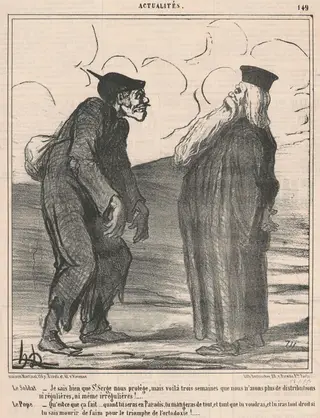 Le soldat...Je sais..., by Honoré Daumier, ink, 1855