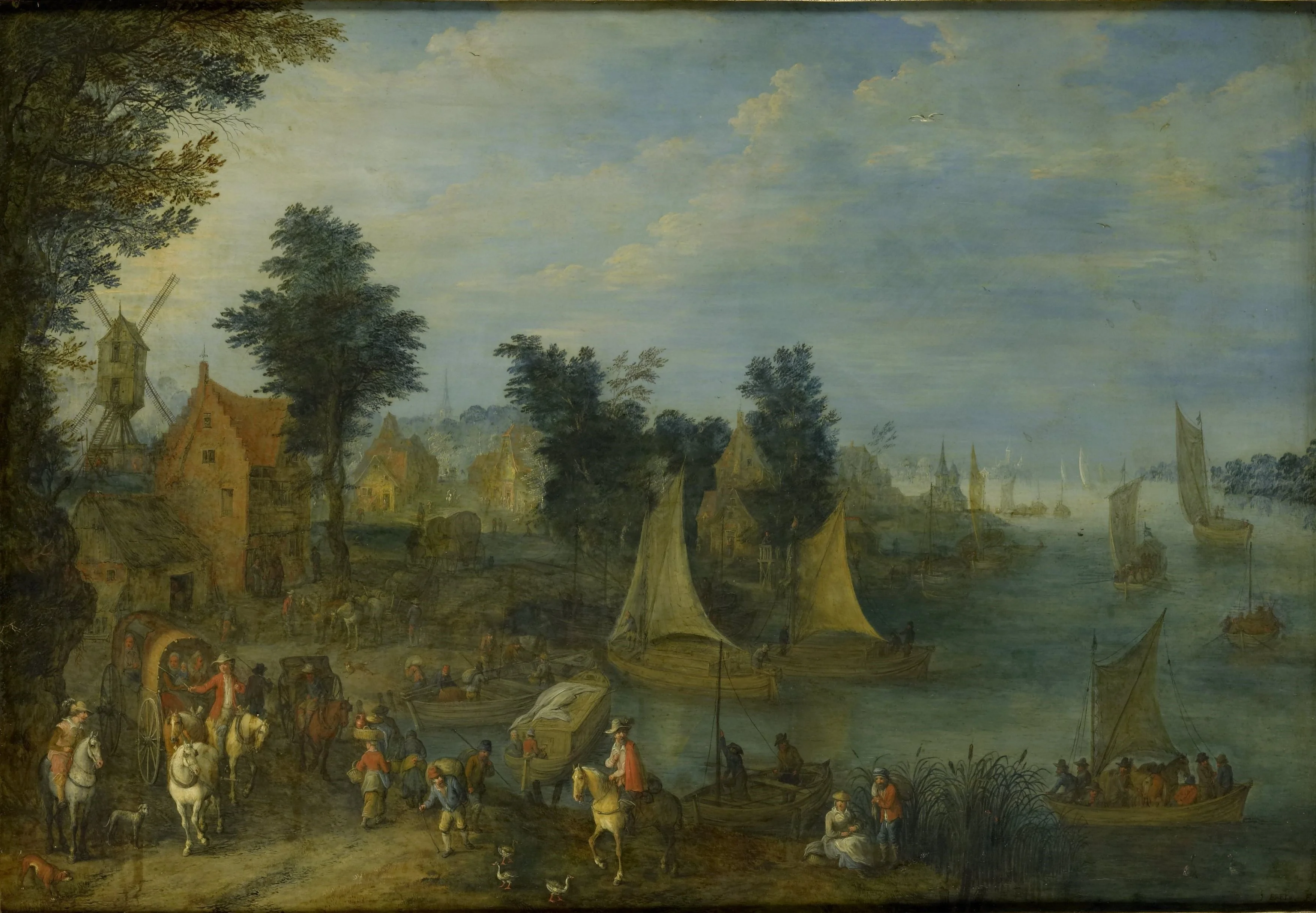 Village on the Bank of a River, detail