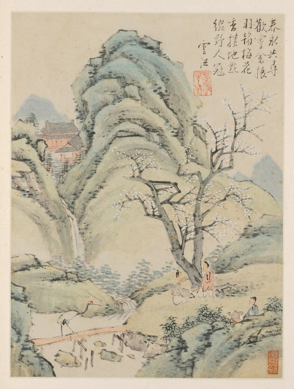 Album of Seasonal Landscapes, Leaf A (previous leaf 4), by Xiao Yuncong, unspecified, 1668