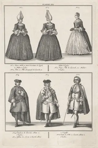 Costumes of Churchgoers of the Reformed Church, by David Herrliberger, ink, 1751