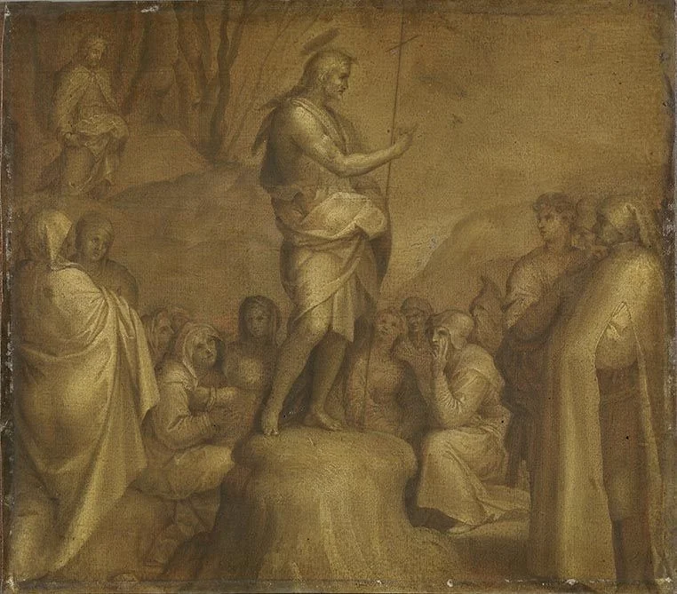 The preaching of John the Baptist, detail