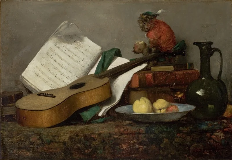 Still Life with a Monkey and a Guitar (Art and Gluttony), detail