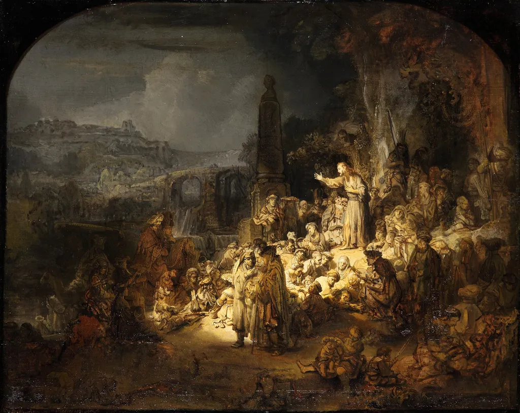 John the Baptist Preaching, by Rembrandt van Rijn, oil, 1635