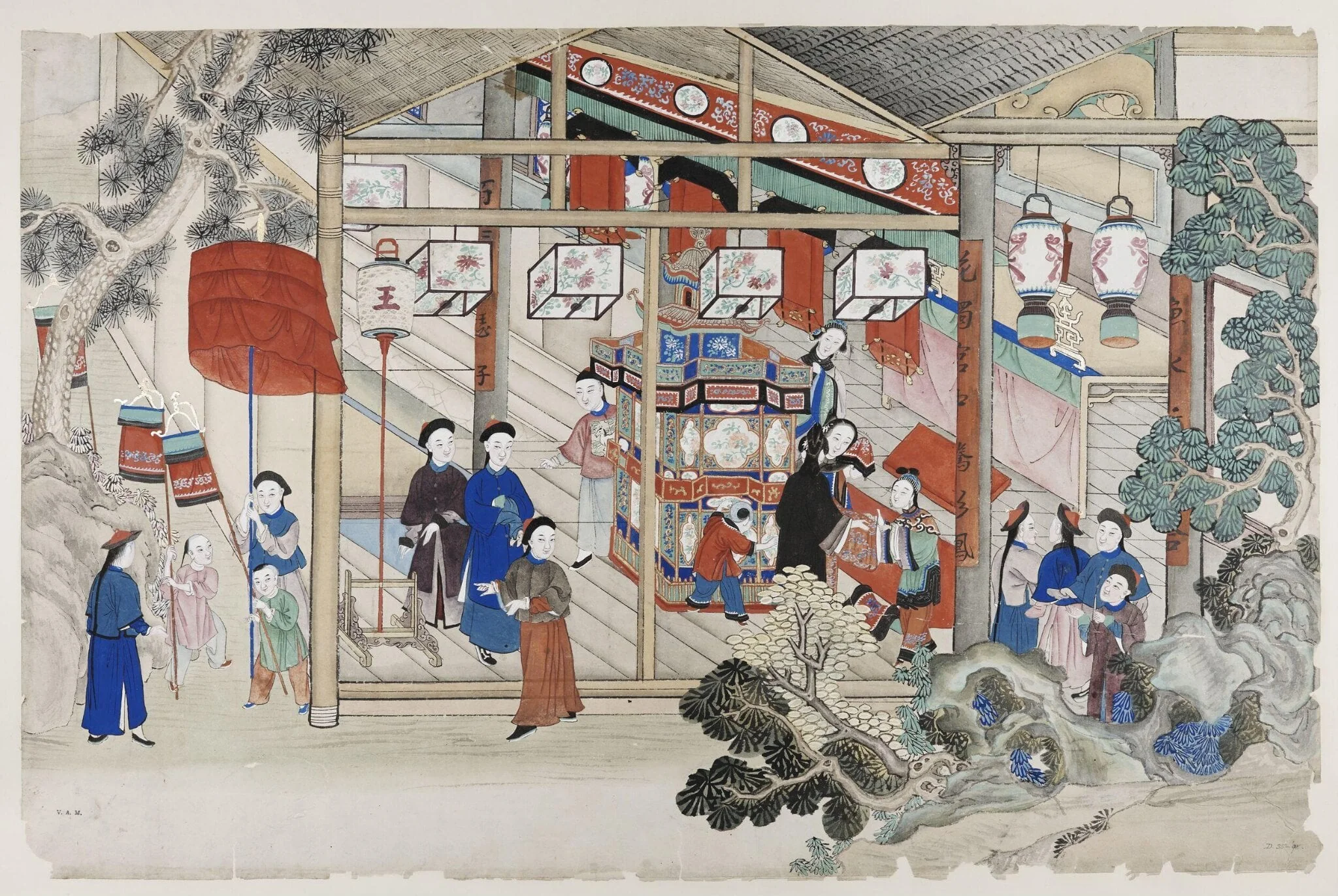 One scene of a wedding: the bride arriving at her new home, detail